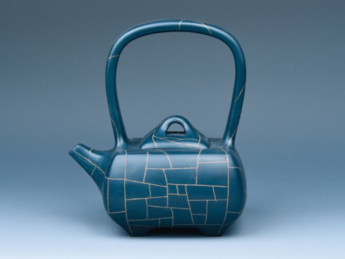 张丽妹紫砂壶 冰纹提梁 