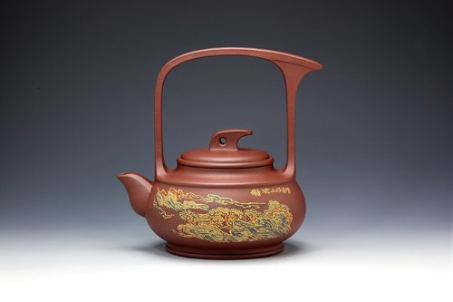 毛国强紫砂壶 涤尘提梁 