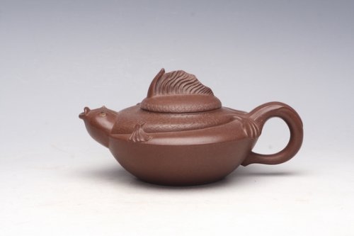 张展荣紫砂壶 鱼欢 