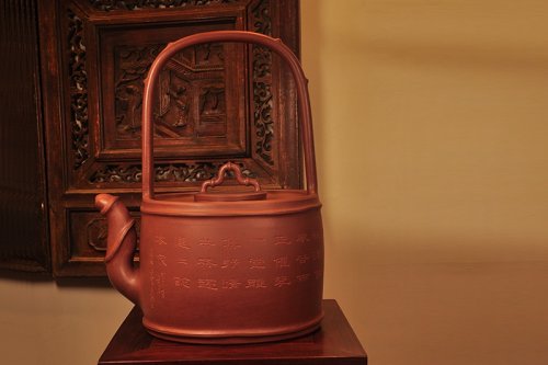 彭耀年紫砂壶 圆竹提梁壶 