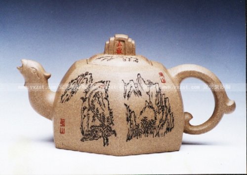 周新保紫砂壶 五岳凤鸣 