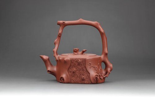 陈建勇紫砂壶 清韵留香提梁壶（黄龙山原矿红皮龙） 