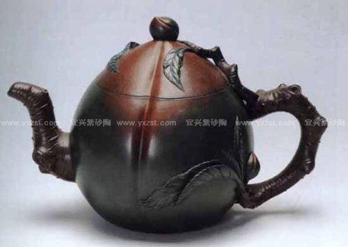 蒋蓉紫砂壶 长寿碧桃壶 