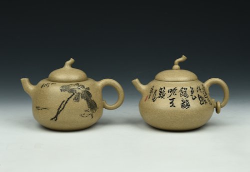 吴欢(大)紫砂壶 福禄对壶 