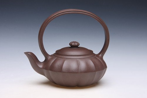 喻小芳紫砂壶 菱花提梁 