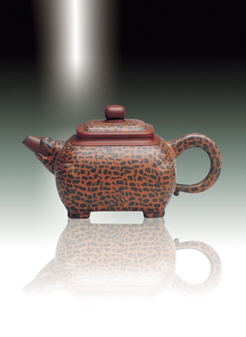 孔小明紫砂壶 古兽豹方壶 