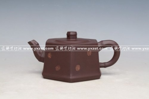 周寅健紫砂壶 六方竹段 