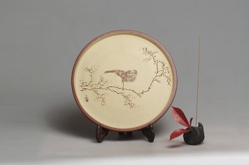 张彩萍紫砂壶 花鸟盘 