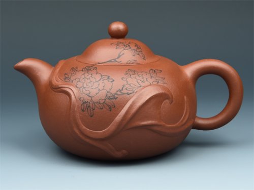 朱菊华紫砂壶 牡丹 