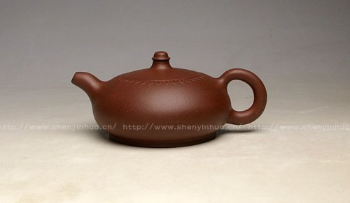 沈寅华紫砂壶 扁玉壶 