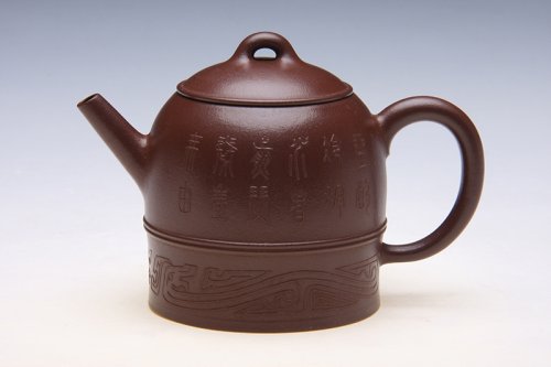 陈洪平紫砂壶 泥绘古钟 