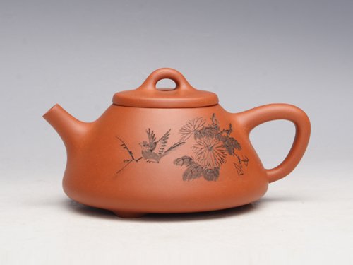 周奇鸣紫砂壶  子冶石瓢壶（菊）... 