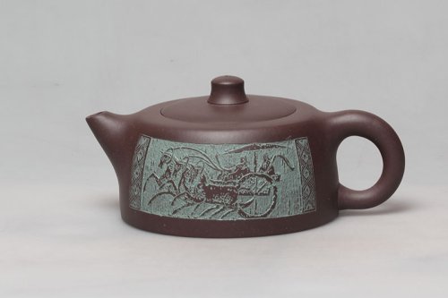 庄暗明紫砂壶 井栏（ 陈复澄刻，中华第一刀、当代著名书法篆刻家 ） 