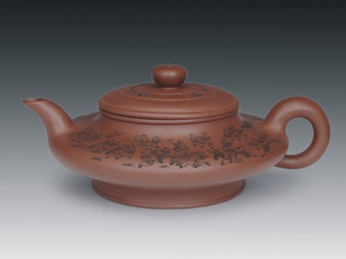 罗有财紫砂壶 百子水扁 