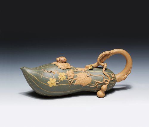 朱新洪紫砂壶 丝瓜壶 