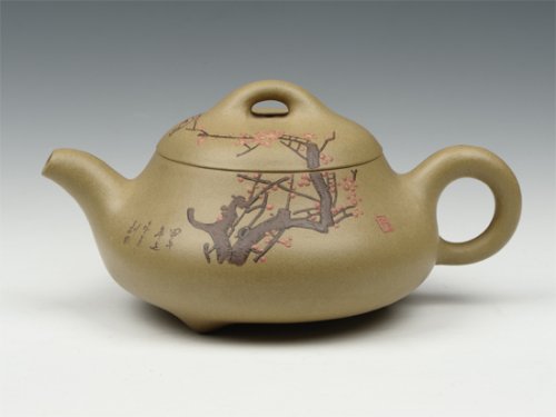 任祁英紫砂壶 三脚石瓢 