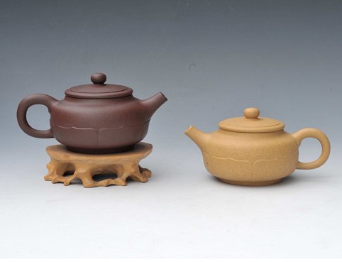 孙平紫砂壶 六瓣菱花对壶 