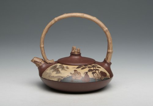 陈友林紫砂壶 双竹提梁 