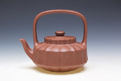 高凌云紫砂壶 菱花提梁 