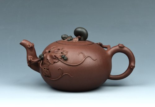 蔡利平紫砂壶 松鼠葡萄 