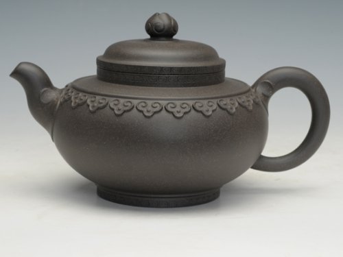 张太友紫砂壶 云肩如意壶青灰泥 