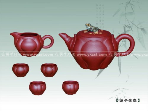 何军紫砂壶 莲子套壶 