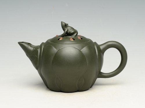 邵文紫砂壶 青蛙莲子 