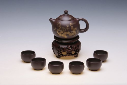 范建荣紫砂壶 祥龙戏珠套具 