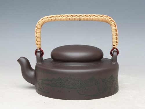 周奇鸣紫砂壶 明珠壶 泥料：紫黑 