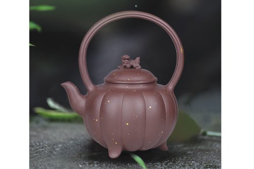 施云峰紫砂壶 龙吟提梁 