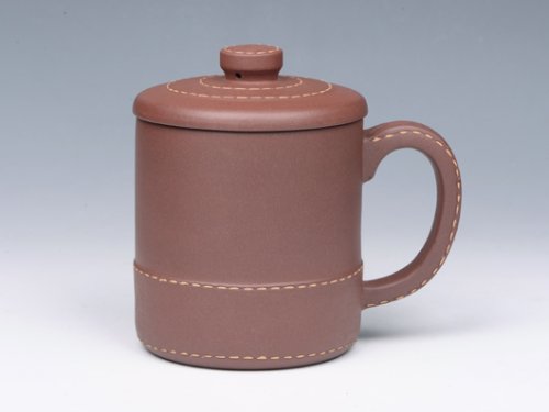 钱红月紫砂壶 皮革杯 