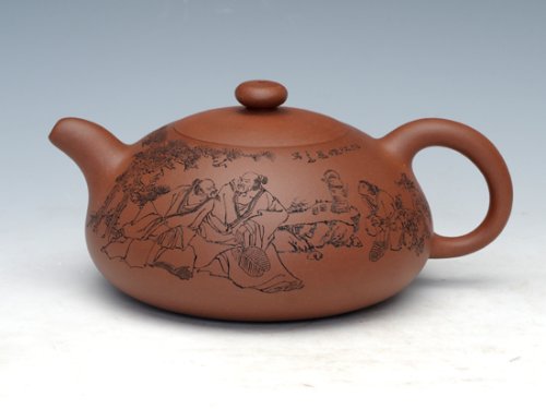 严志军紫砂壶 半月  泥料：原矿清水泥  容量：400cc 