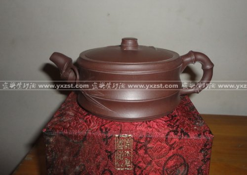 施月红紫砂壶 竹春 