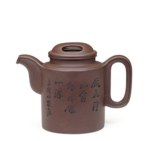 万美群紫砂壶 横把洋桶壶 