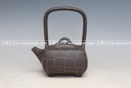 周寅健紫砂壶 兰色提梁 