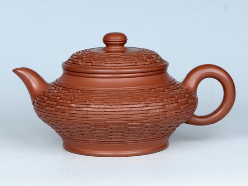 吴建荣紫砂壶 竹虚扁 