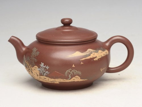 邵文紫砂壶 圆满（泥绘） 