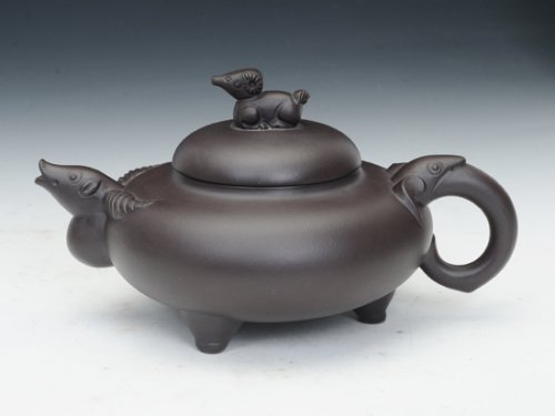崔允杰紫砂壶 三羊开泰 