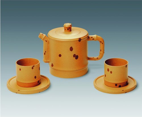 曹亚麟紫砂壶 竹·斑竹（五件茶具） 