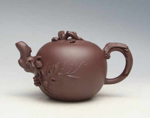 尹红英紫砂壶 松鼠葡萄 