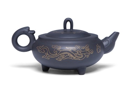 胡洪明紫砂壶 环龙三足大 