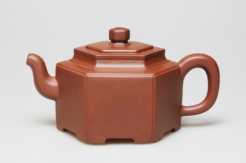 庄玉林紫砂壶 六方抽角 