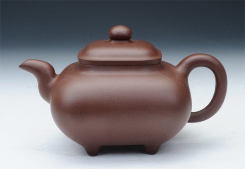 蒋方良紫砂壶 四方传炉壶 