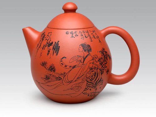 严志军紫砂壶 朱砂龙蛋  泥料：朱砂泥  容量：400CC 
