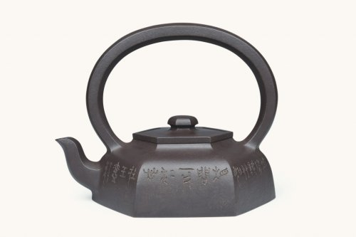 邹杰紫砂壶 大彬六方提梁 