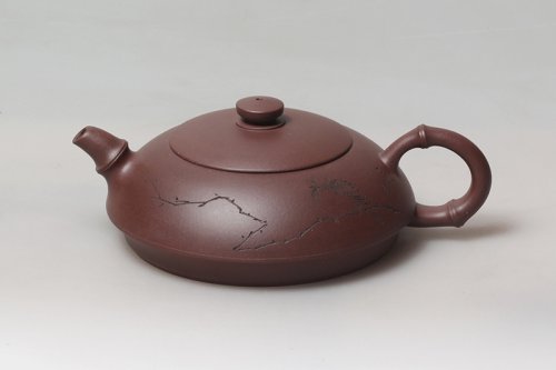 顾建芬紫砂壶 扁竹节 