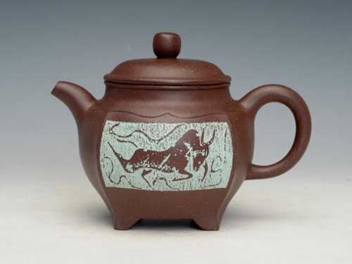 吴国芬紫砂壶 四方宝鼎 