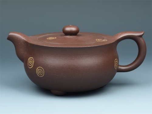 朱菊华紫砂壶 泥绘半月 
