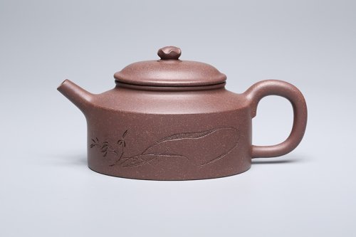 陈洪平紫砂壶 腰圆德钟（周午生画） 