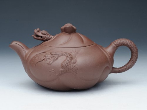 蒋方良紫砂壶 鱼化龙壶 